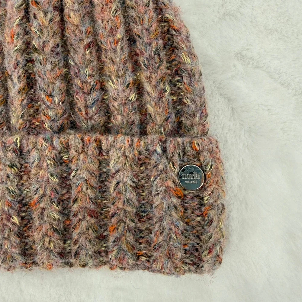 Norla Canada Beanie Hat Womens OS Multi Color Wool Blend‎ Ribbed Knit Canada